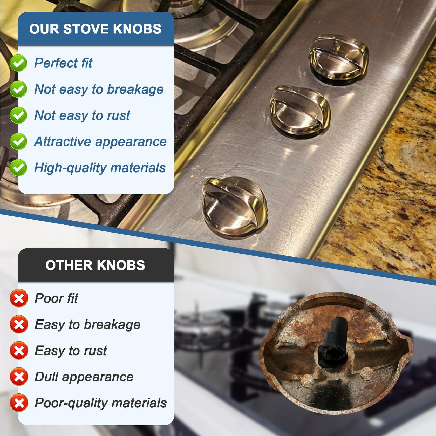 Fetechmate WB03T10325 Heavy Metal Knobs Compatible with G.E Cooktop Burner Stove