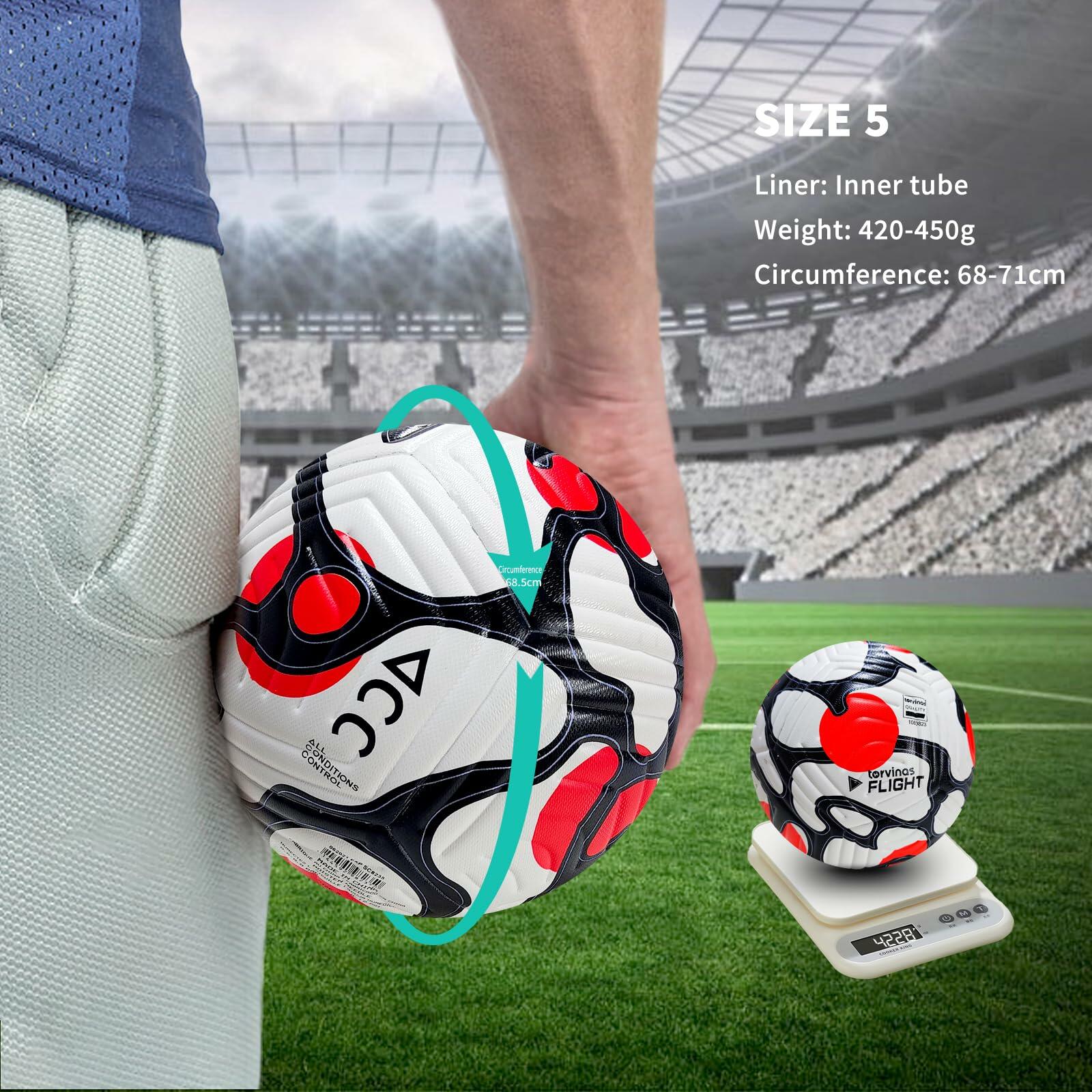 Torvinas Soccer Ball Size 5 with Pump, Waterproof PU Leather - Professional