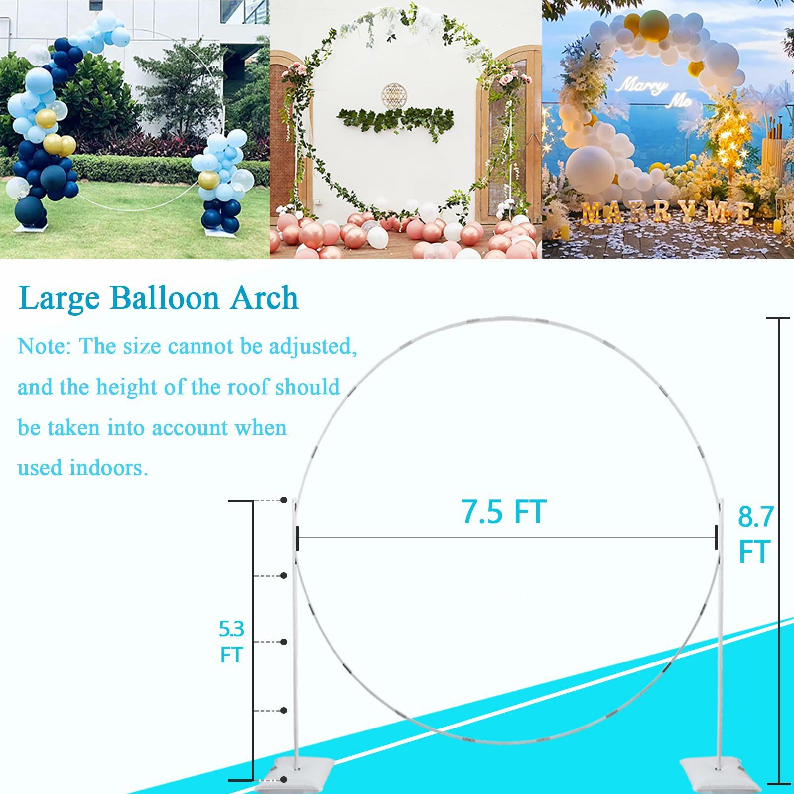 Decojoy Balloon Arch Stand, 7.5ft Large Round Backdrop Frame, Adjustable Half