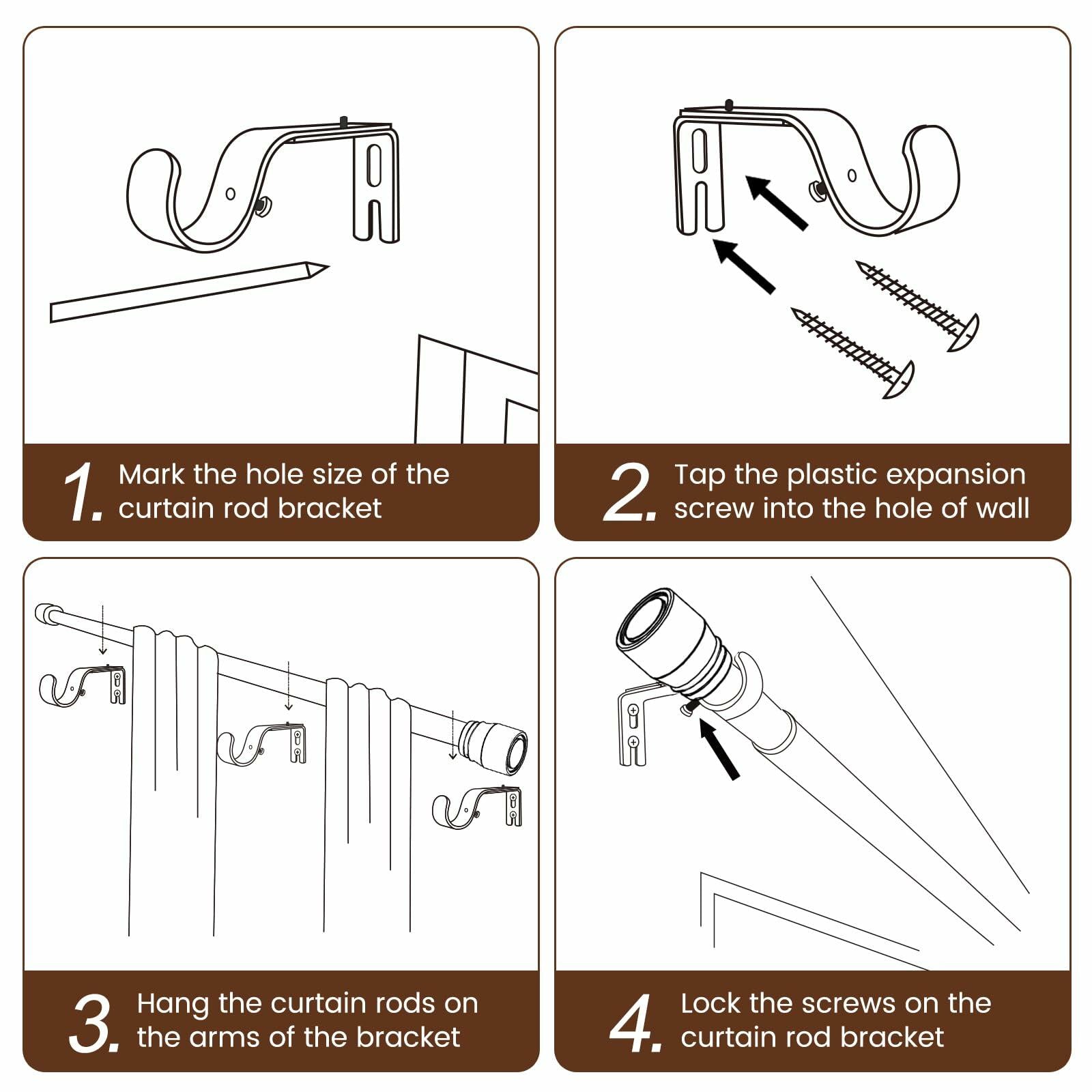 1” Diameter Curtain Rods Itself is 30 to144 inch 1 Pack Fit 30-142 inch, 66 to