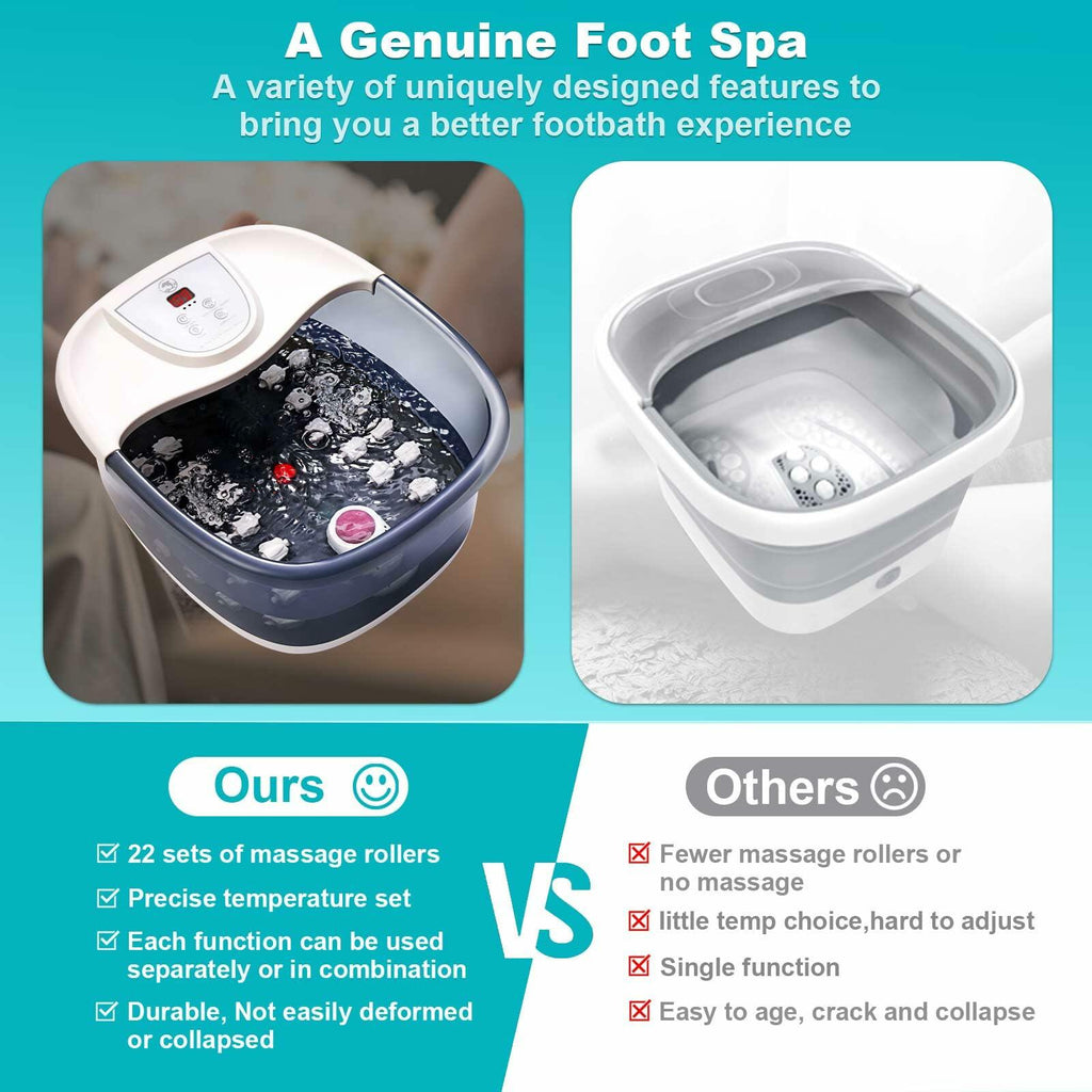 ECARBME Foot Spa Bath Massager with Heat, Foot Bath with 22 Massage Rollers,