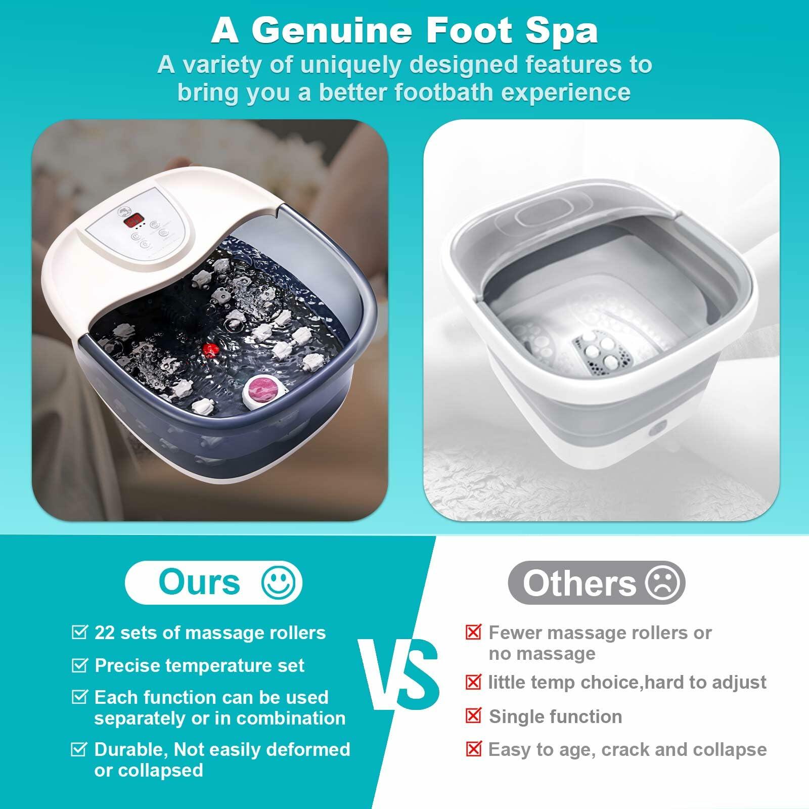 ECARBME Foot Spa Bath Massager with Heat, Foot Bath with 22 Massage Rollers,