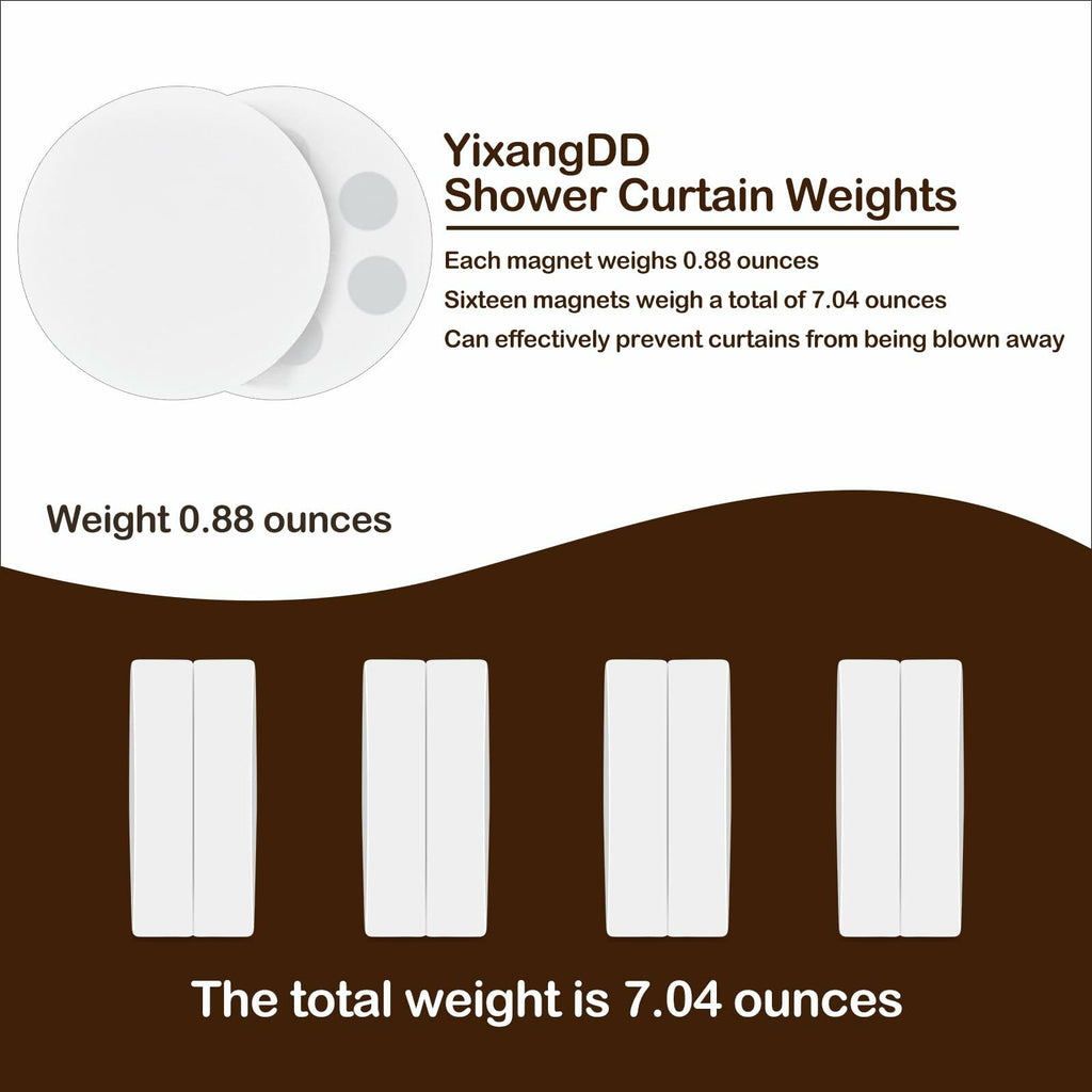8 Pack Shower Curtain Weights, Rubber Covered Magnetic Curtain Weights, Shower