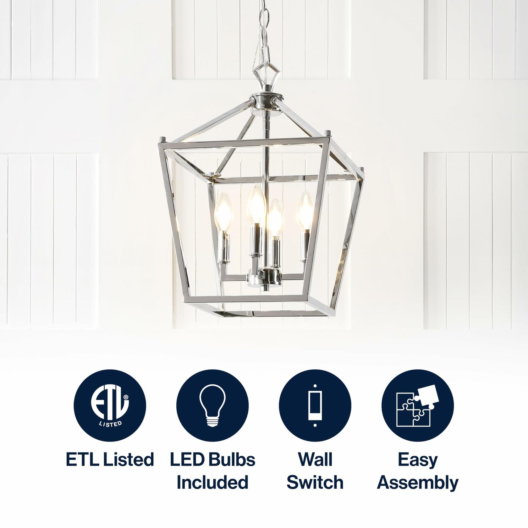 JONATHAN Y JYL7436C Pagoda Lantern Dimmable Adjustable Metal LED Pendant Classic