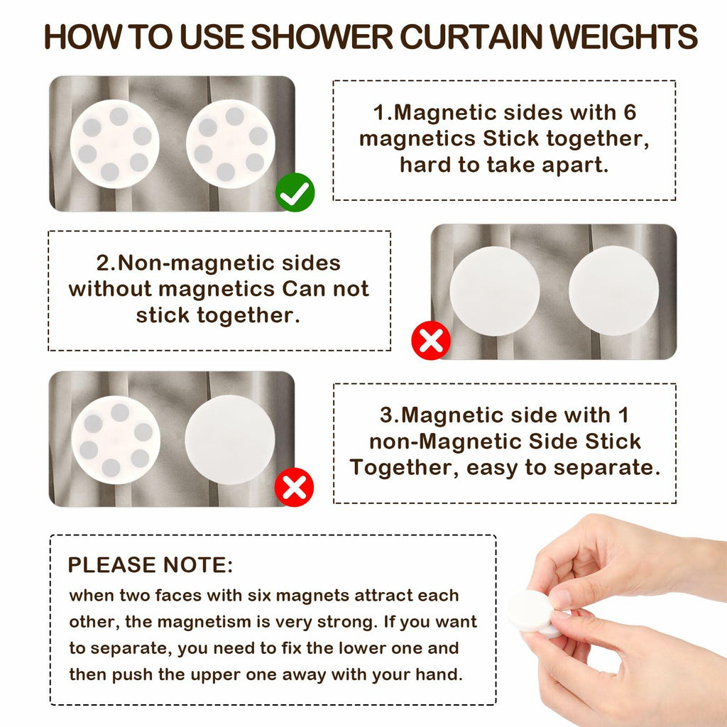 8 Pack Shower Curtain Weights, Rubber Covered Magnetic Curtain Weights, Shower