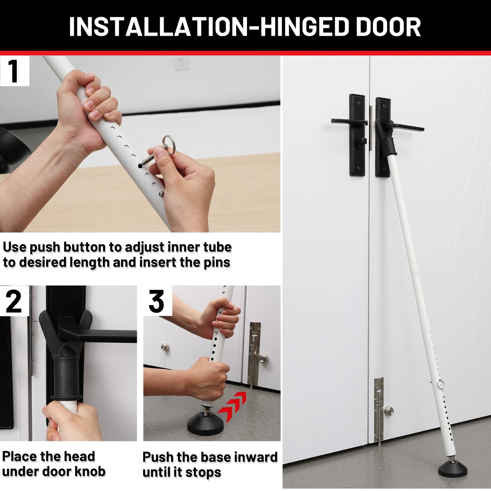 Door Stoppers Security Bar 2 Pack - Heavy Duty Door Jammer - Adjustable Sliding