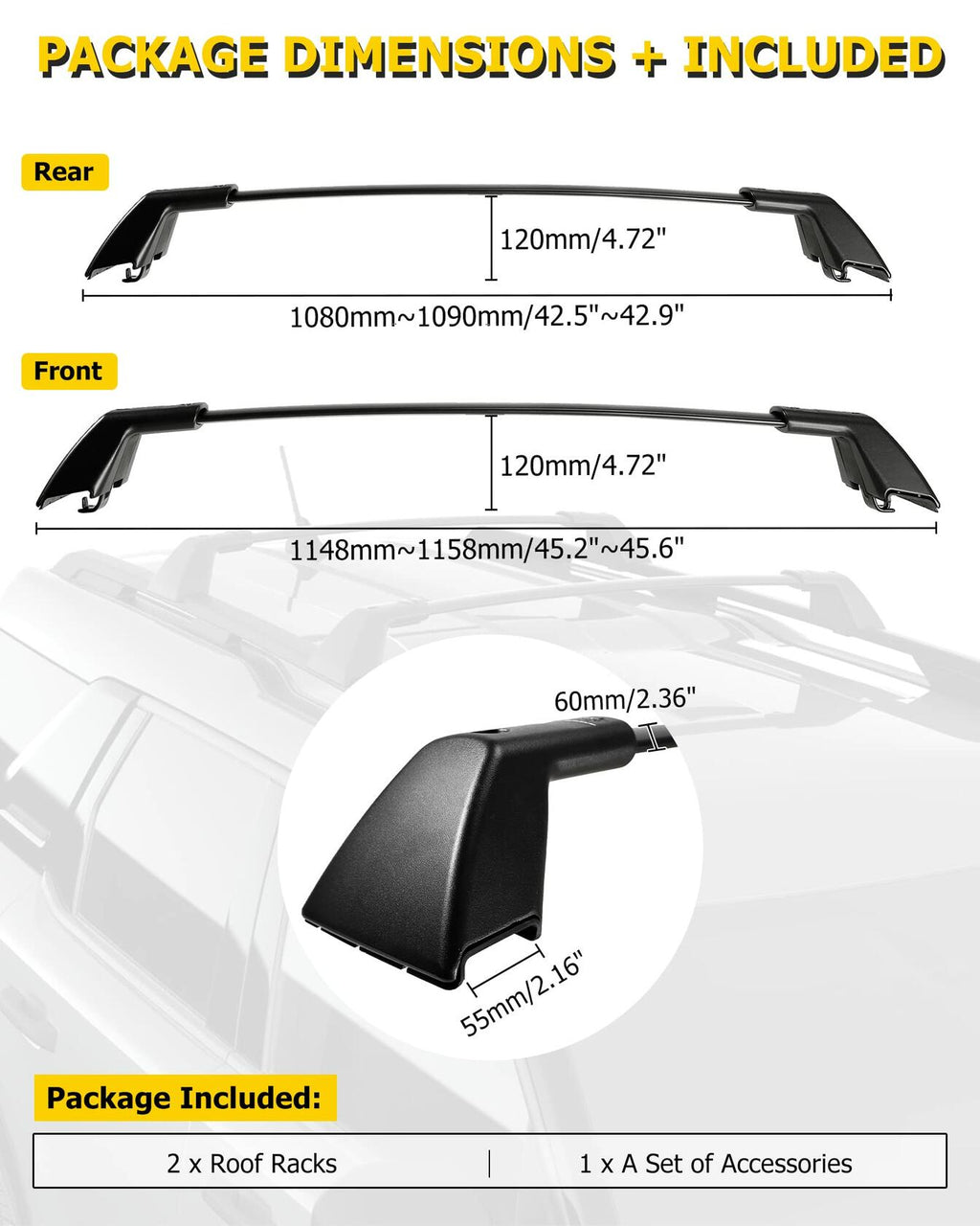 AUXMART Roof Rack Crossbars Fit for Ford Explorer 2020 2021 2022 2023 with Side