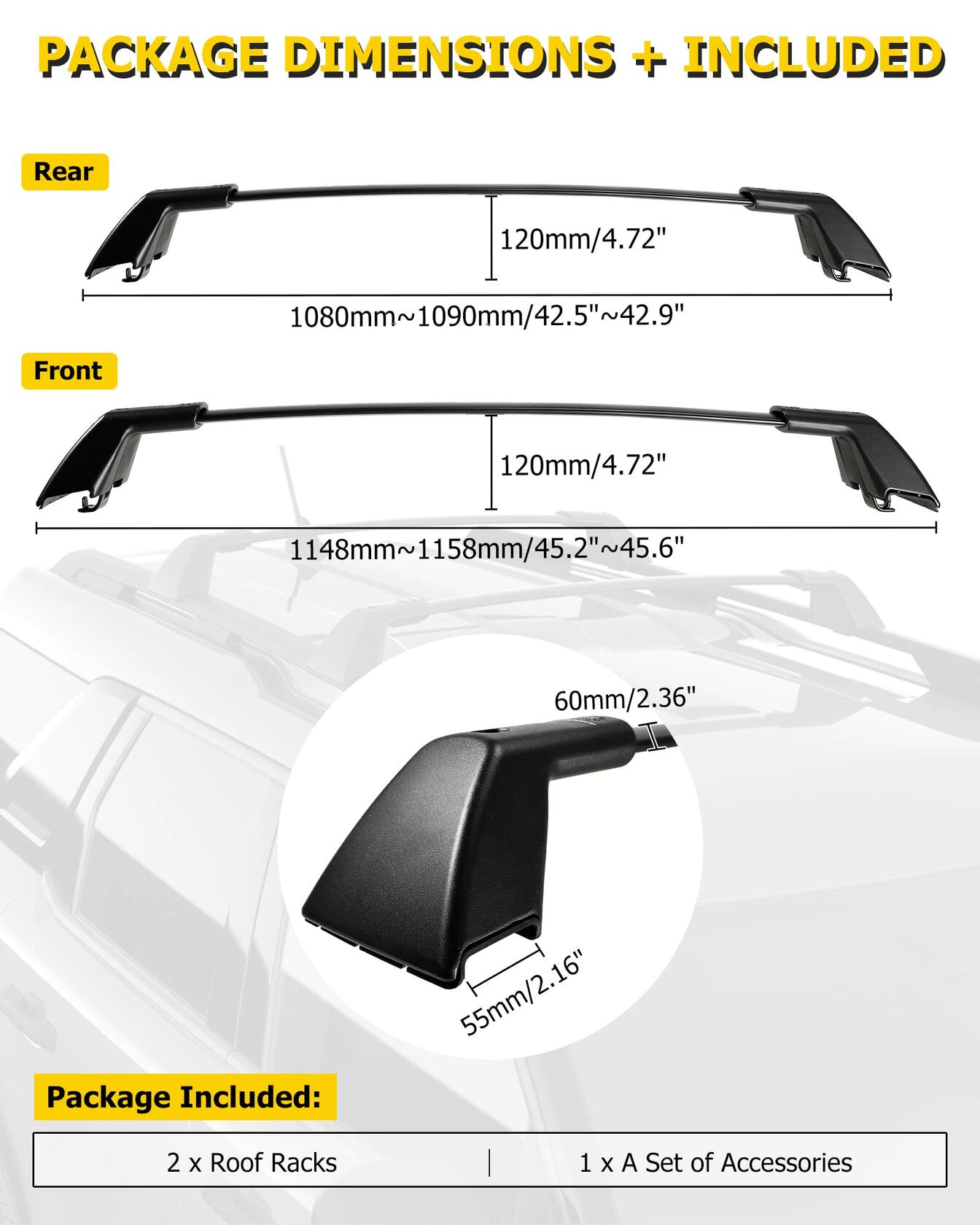 AUXMART Roof Rack Crossbars Fit for Ford Explorer 2020 2021 2022 2023 with Side