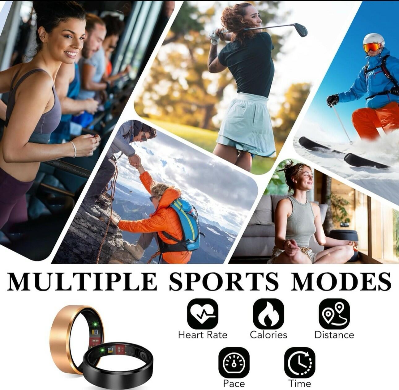 Milavan Ring 2.0 Smart Ring Fitness Tracker Size 9 BLACK