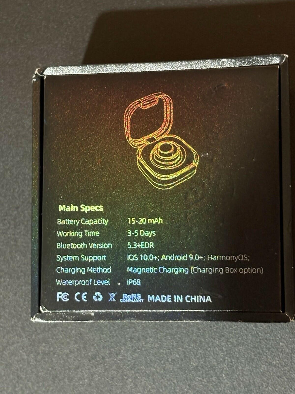 Milavan Ring 2.0 Smart Ring Fitness Tracker Size 9 BLACK