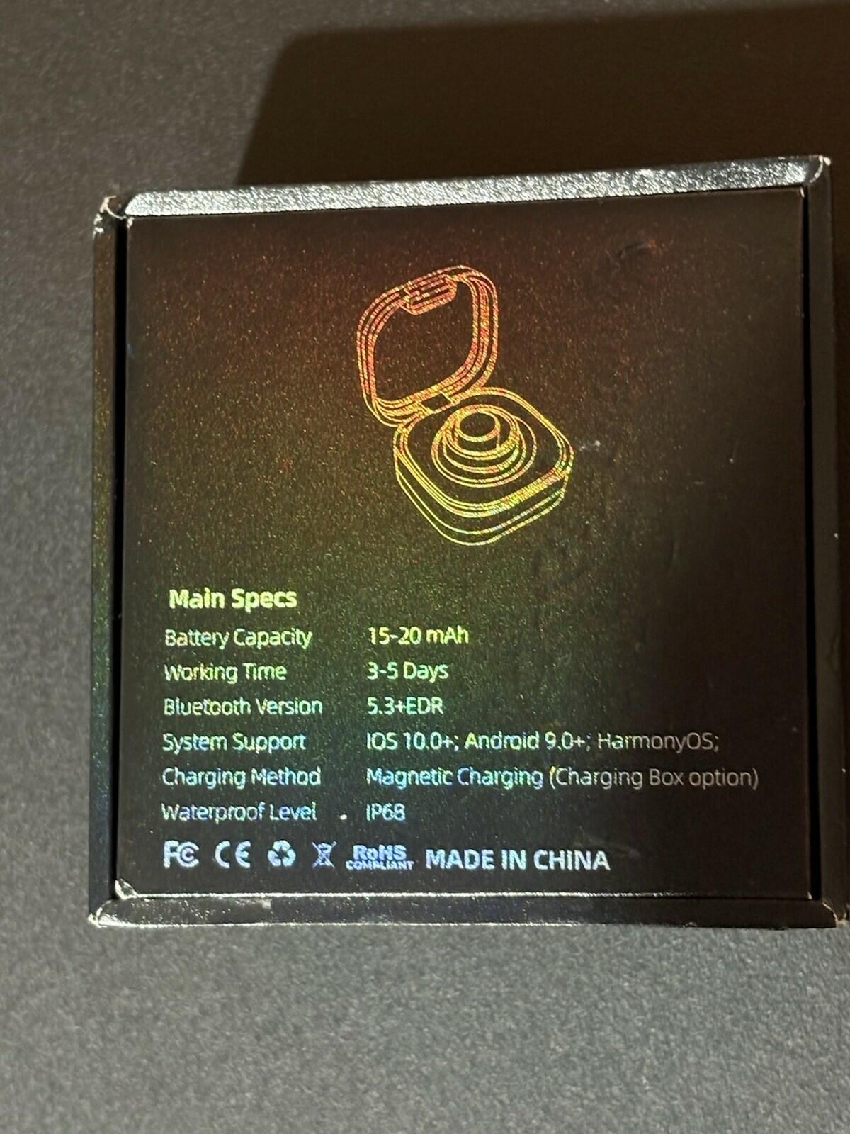 Milavan Ring 2.0 Smart Ring Fitness Tracker Size 9 BLACK