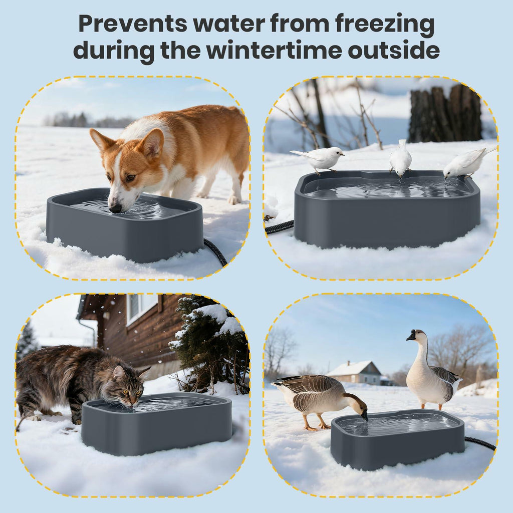 IPOW Extra Large Heated Pet Bowl with 5 Layers Design for Heating & Heat