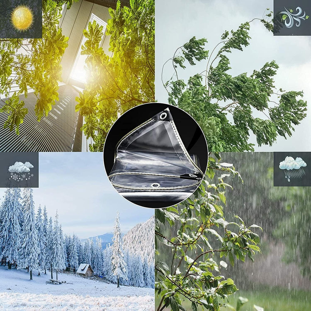 GQZGGXX 10' X 10' Outdoor Clear Tarp Curtain Waterproof Wind-Proof 0.35mm
