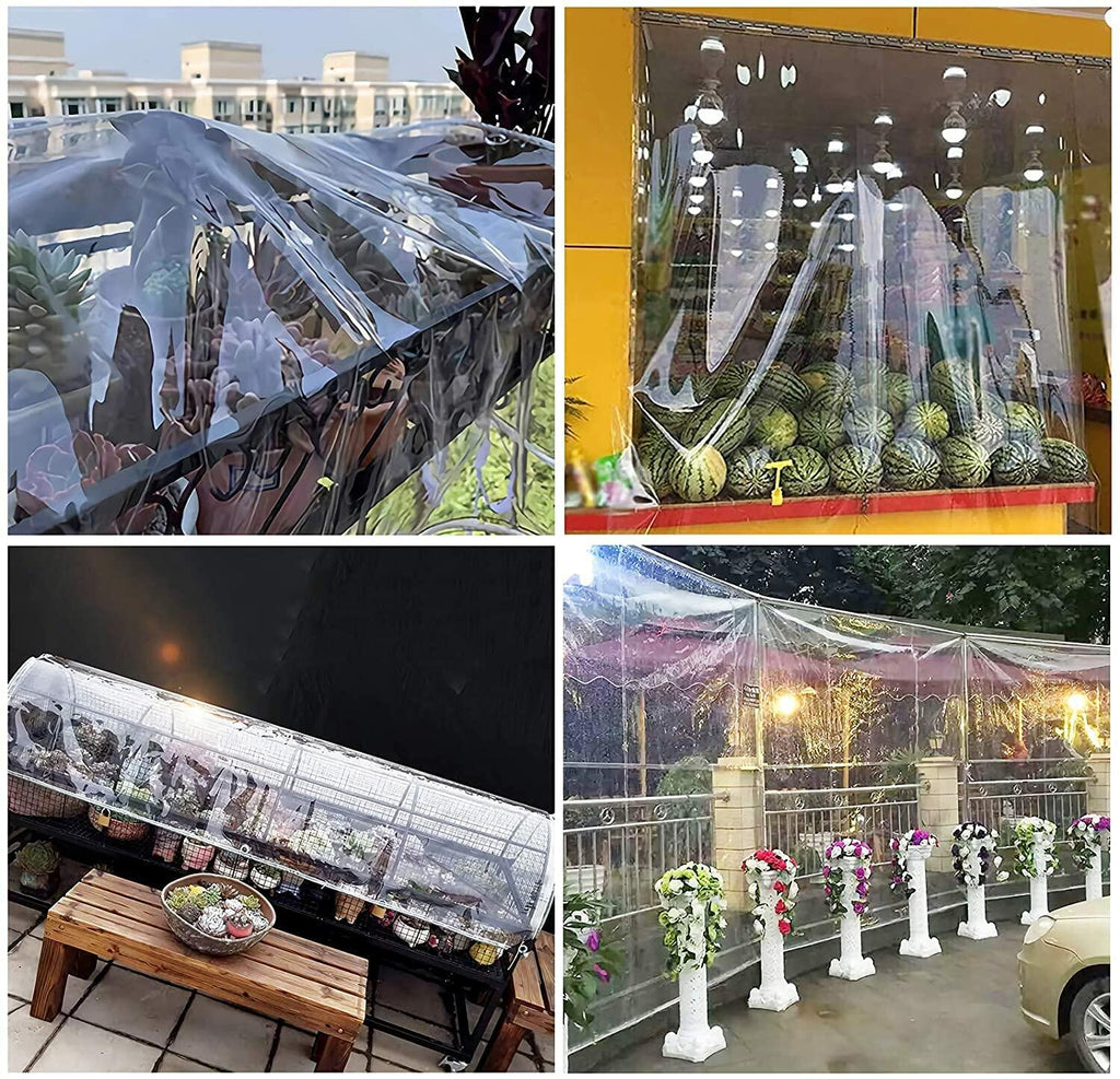 GQZGGXX 10' X 10' Outdoor Clear Tarp Curtain Waterproof Wind-Proof 0.35mm