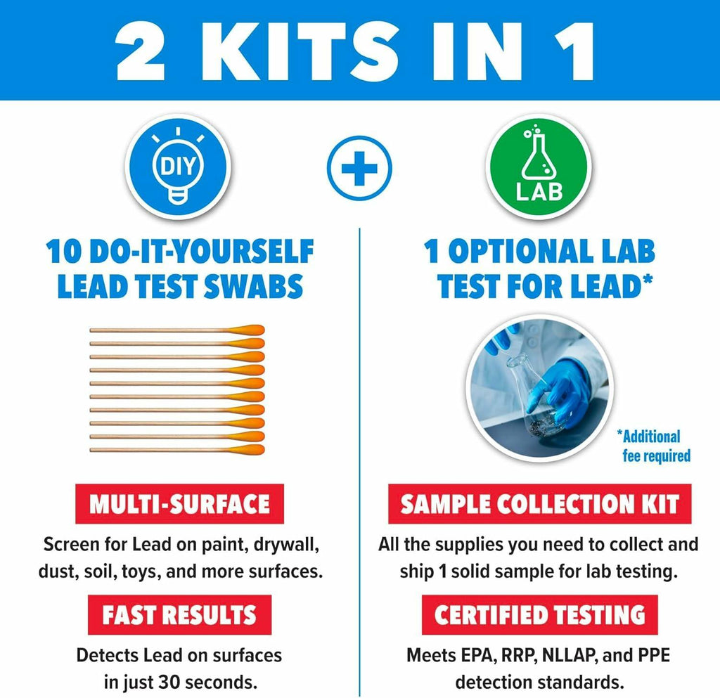 Safe Home® Lead in Solids Combo Test Kit – 10 DIY Swabs + Optional Testing at