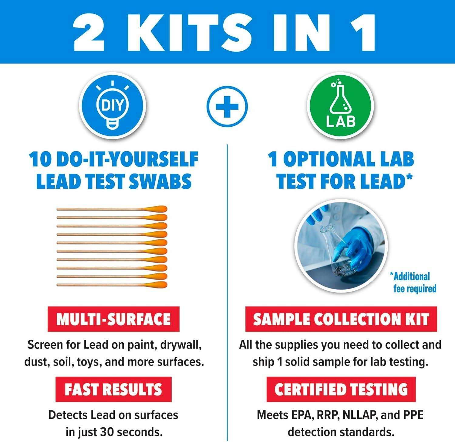 Safe Home® Lead in Solids Combo Test Kit – 10 DIY Swabs + Optional Testing at