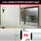 Door Stoppers Security Bar 2 Pack - Heavy Duty Door Jammer - Adjustable Sliding