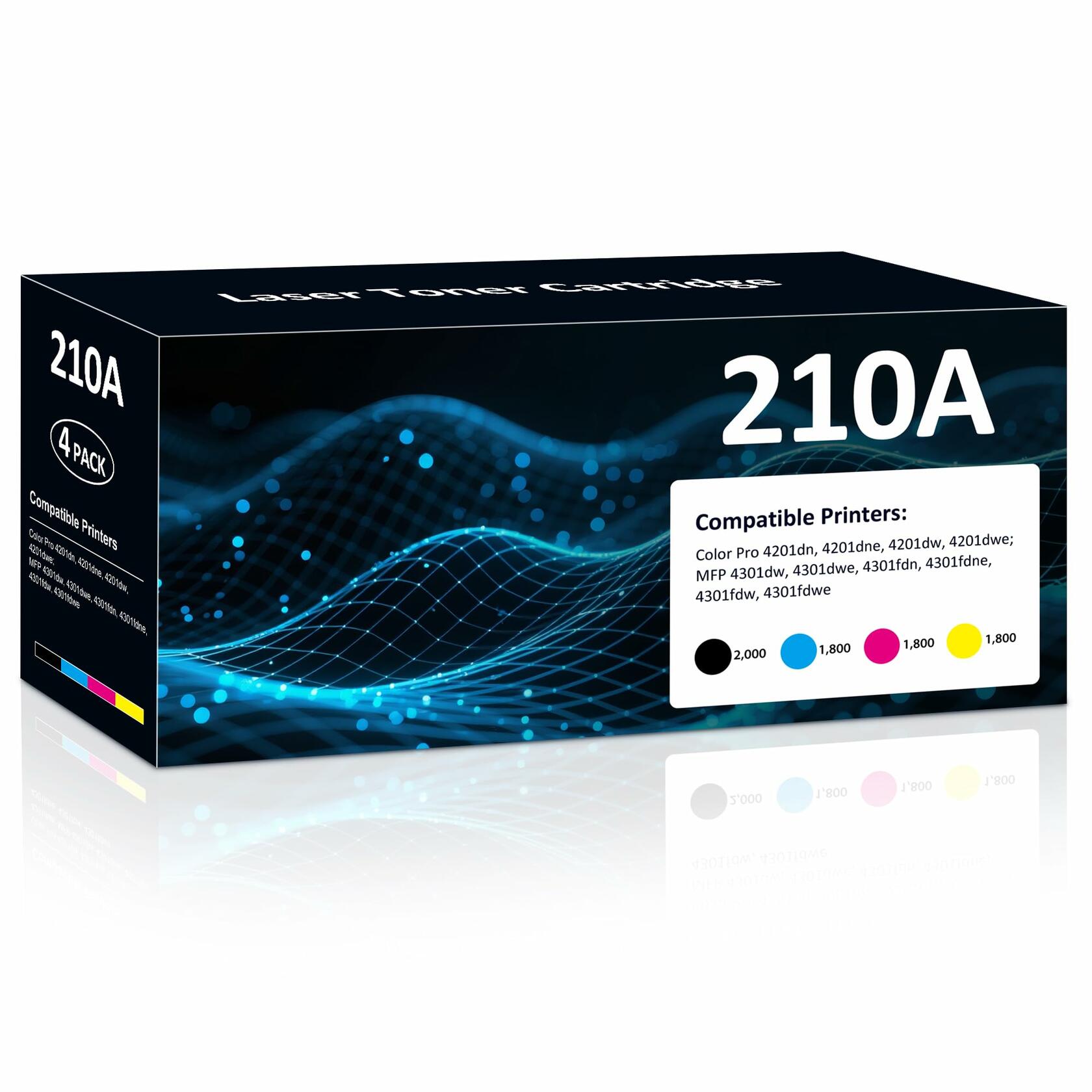 210A Toner Cartridges 4 Pack High Yield for Color Laser Jet Pro MFP 4301fdw 210A
