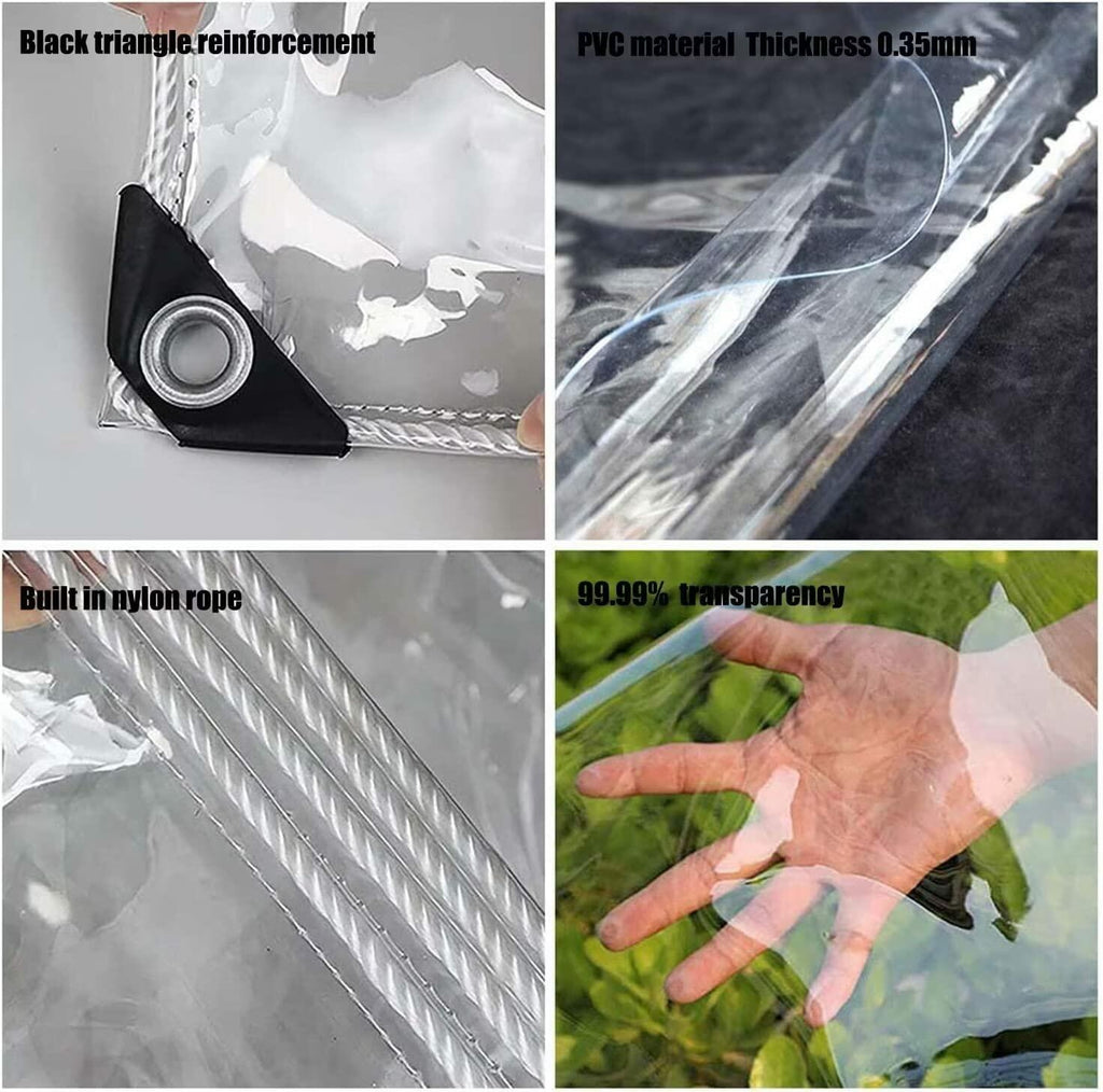 GQZGGXX 10' X 10' Outdoor Clear Tarp Curtain Waterproof Wind-Proof 0.35mm