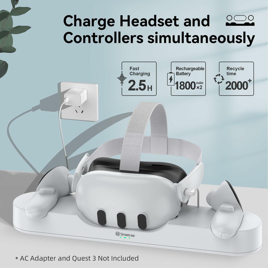 Smatree Charging Dock Compatible for Meta Quest 3S/Quest 3,Charge Controllers