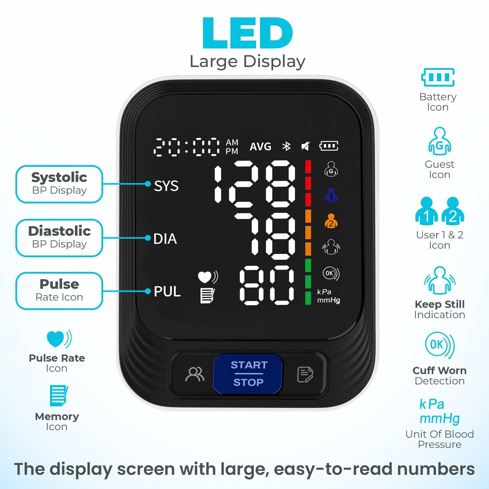 Blood Pressure Monitor - Automatic Blood Pressure Machine for Home Use - Large