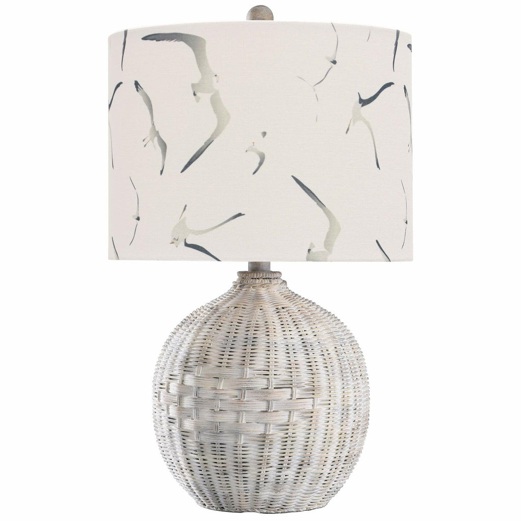 Collective Design L13867DSAM Rattan, Natural with Wash, White, Seagull Print