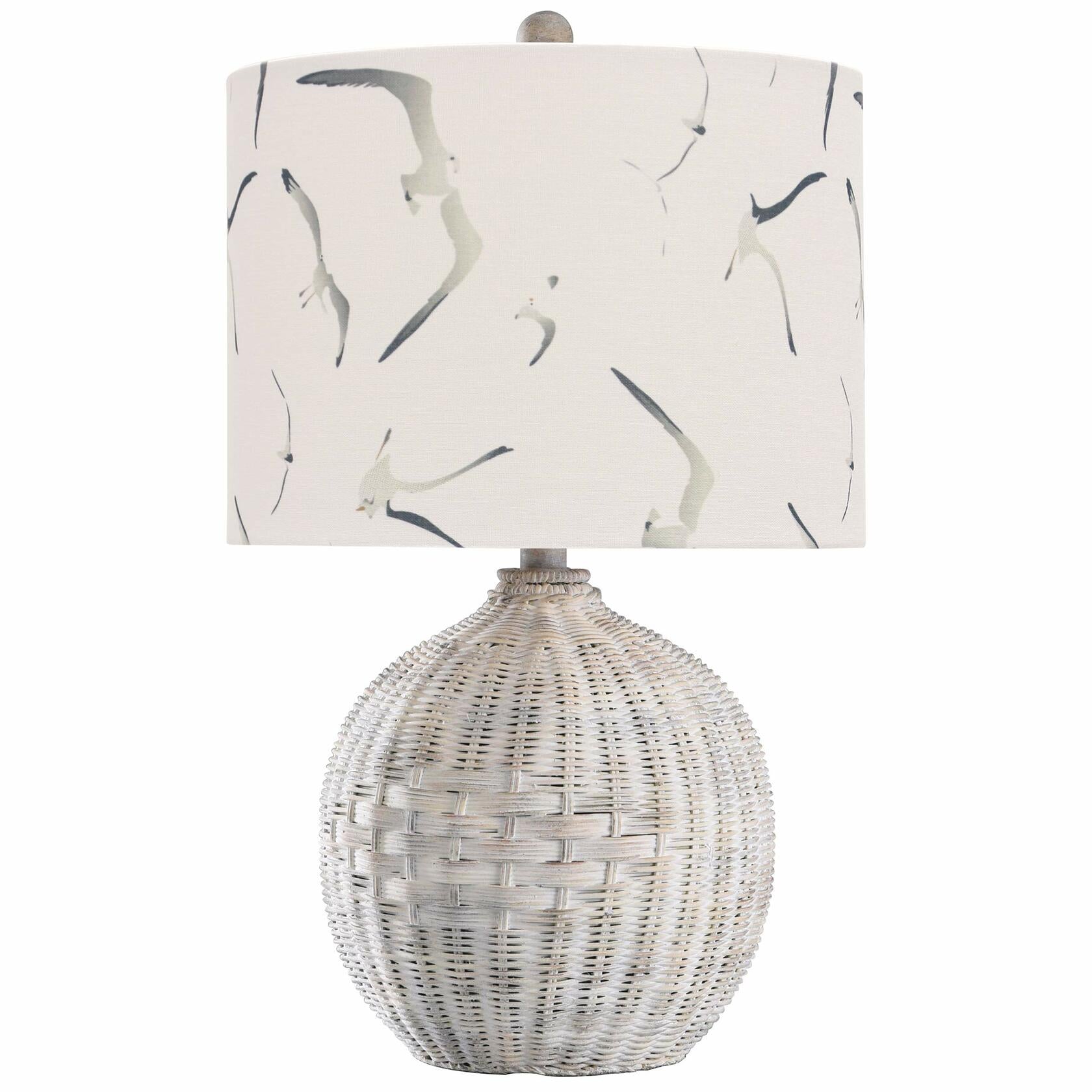 Collective Design L13867DSAM Rattan, Natural with Wash, White, Seagull Print