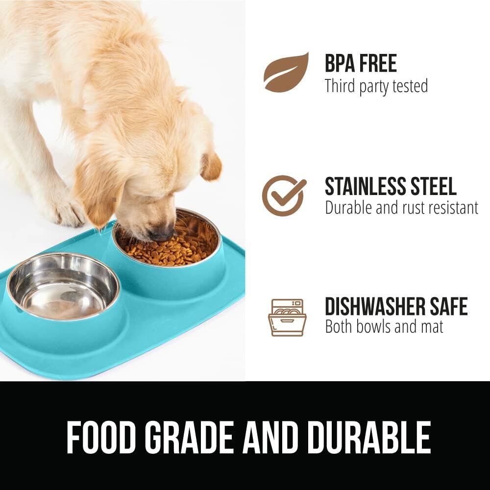 GORILLA GRIP Cat and Dog Bowls Silicone Patent Pending 100% Waterproof BPA Free
