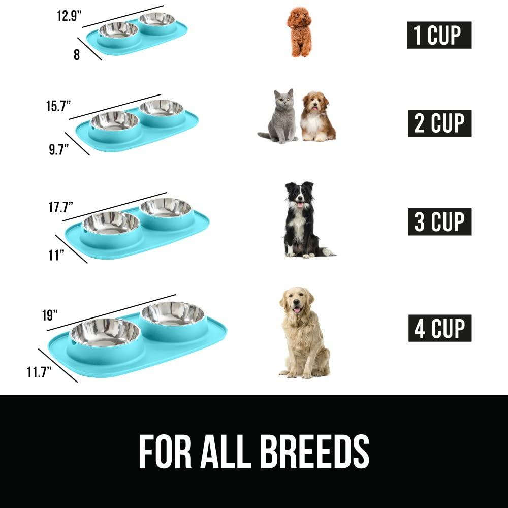 GORILLA GRIP Cat and Dog Bowls Silicone Patent Pending 100% Waterproof BPA Free