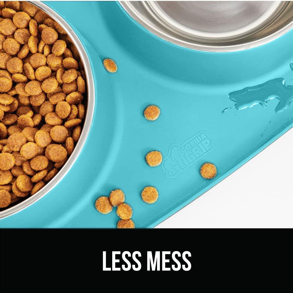GORILLA GRIP Cat and Dog Bowls Silicone Patent Pending 100% Waterproof BPA Free