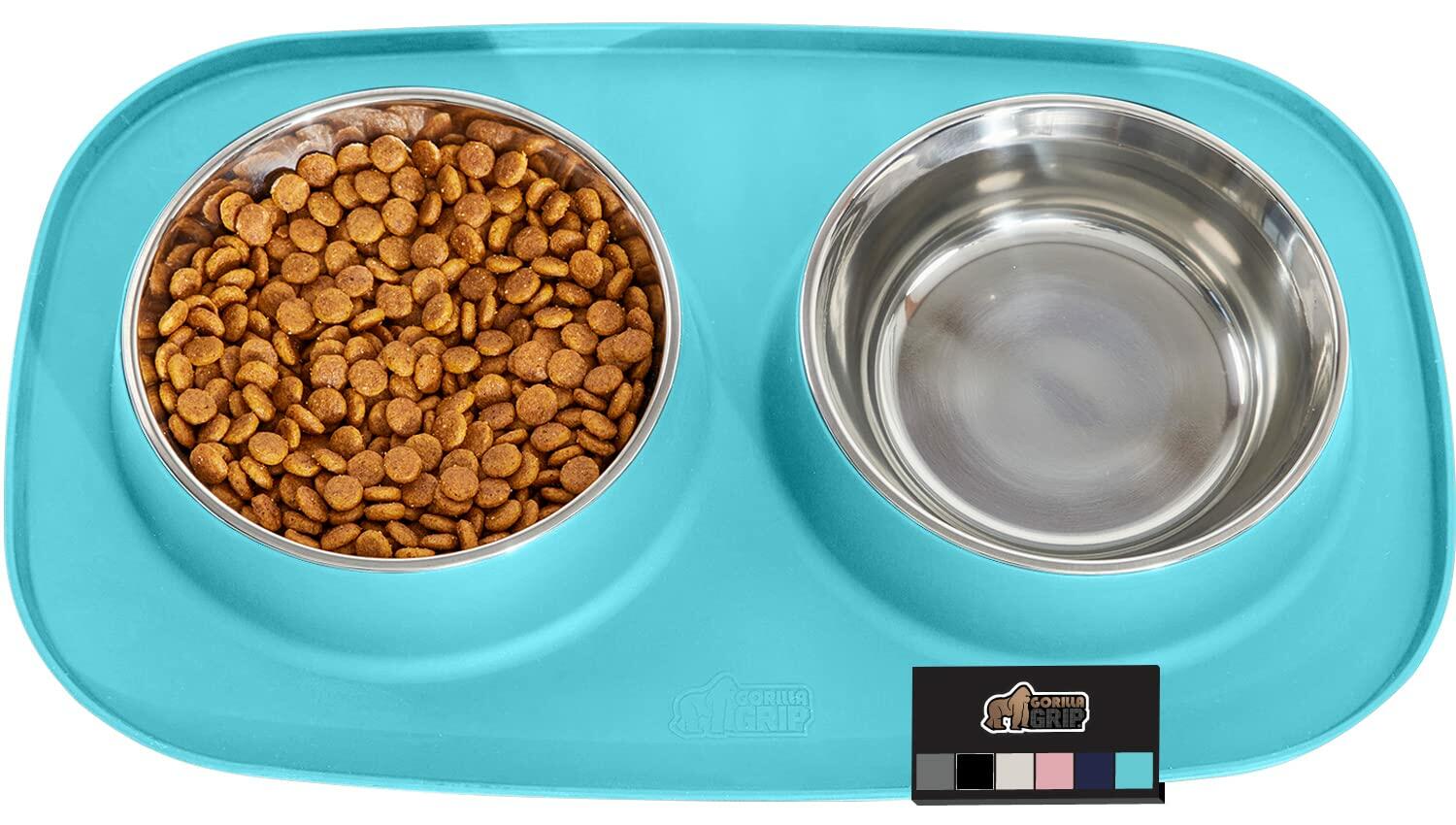 GORILLA GRIP Cat and Dog Bowls Silicone Patent Pending 100% Waterproof BPA Free