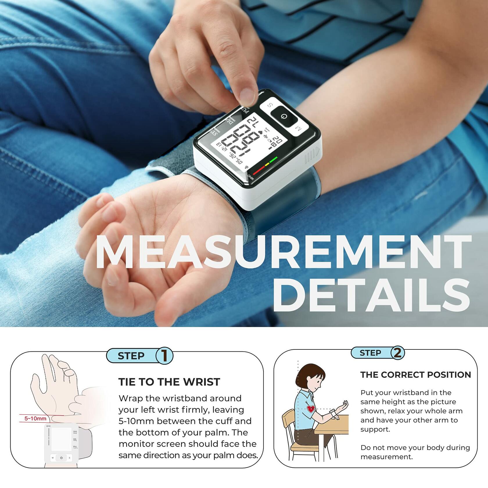 MMIZOO Digital Blood Pressure Monitors with Wristband for Home Use