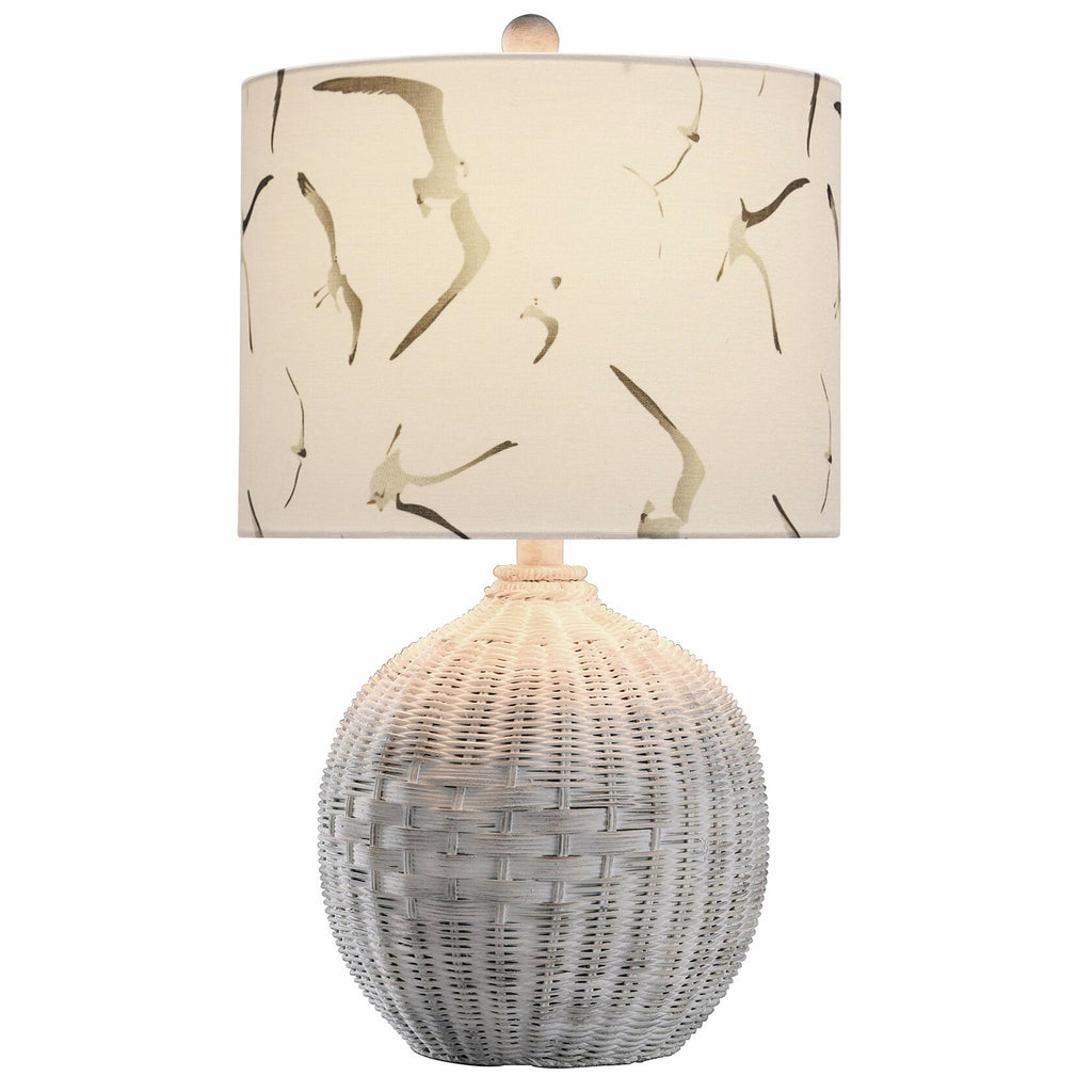 Collective Design L13867DSAM Rattan, Natural with Wash, White, Seagull Print