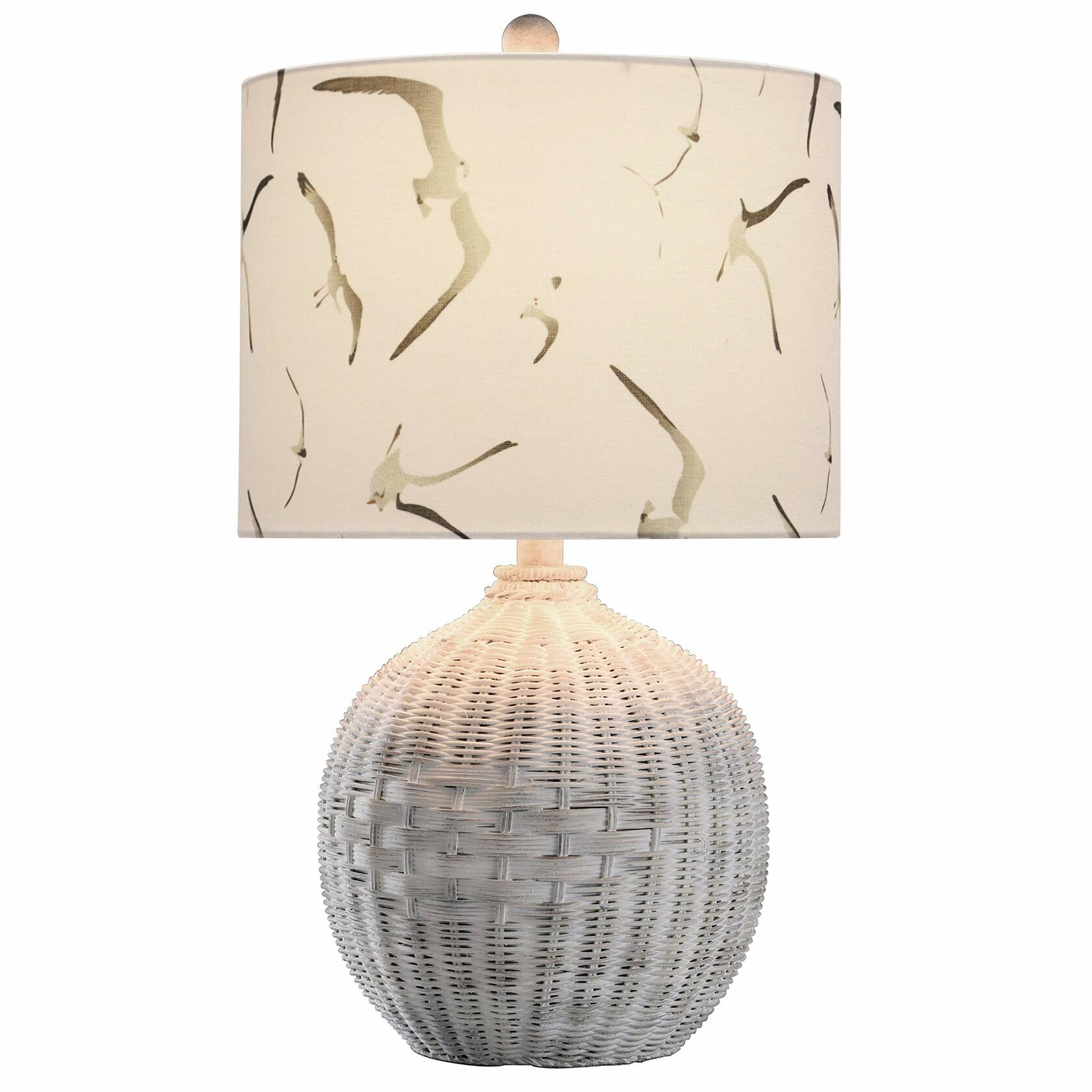 Collective Design L13867DSAM Rattan, Natural with Wash, White, Seagull Print