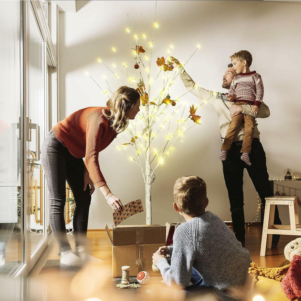 Lamerge Lighted Tree Set of 3,Christmas Tree 4Ft,5Ft and 6Ft with LED Lights,
