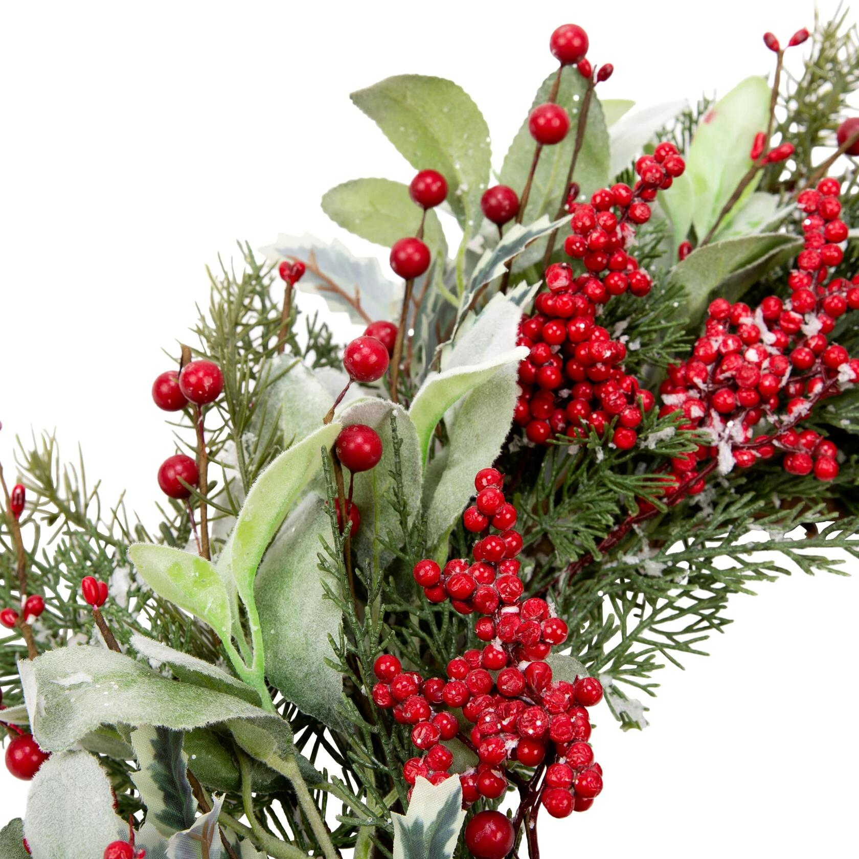 Skrantun 20 Inch Artificial Christmas Wreath with Lambs Ear Leaves, Artificial