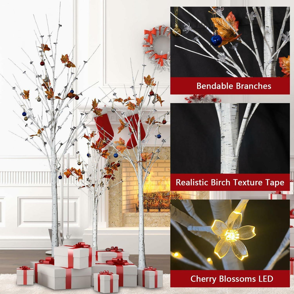Lamerge Lighted Tree Set of 3,Christmas Tree 4Ft,5Ft and 6Ft with LED Lights,