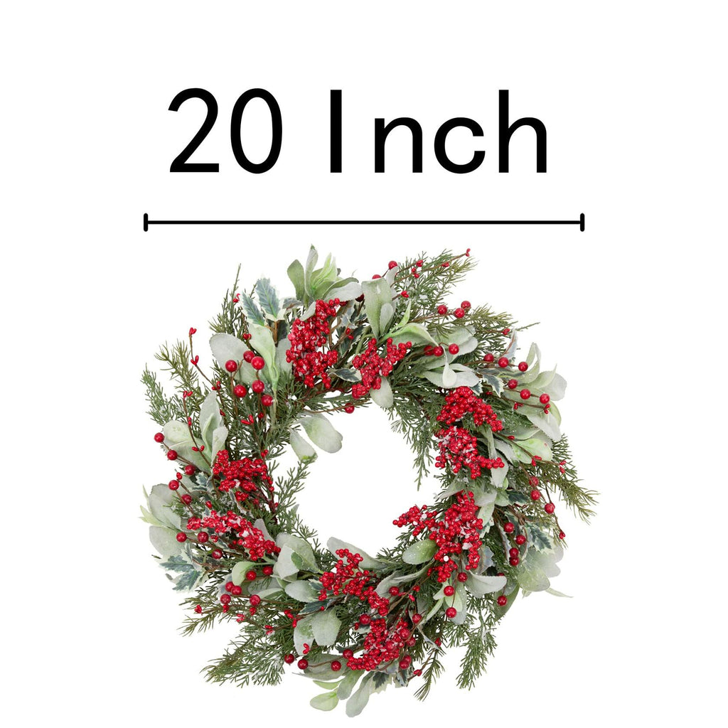 Skrantun 20 Inch Artificial Christmas Wreath with Lambs Ear Leaves, Artificial