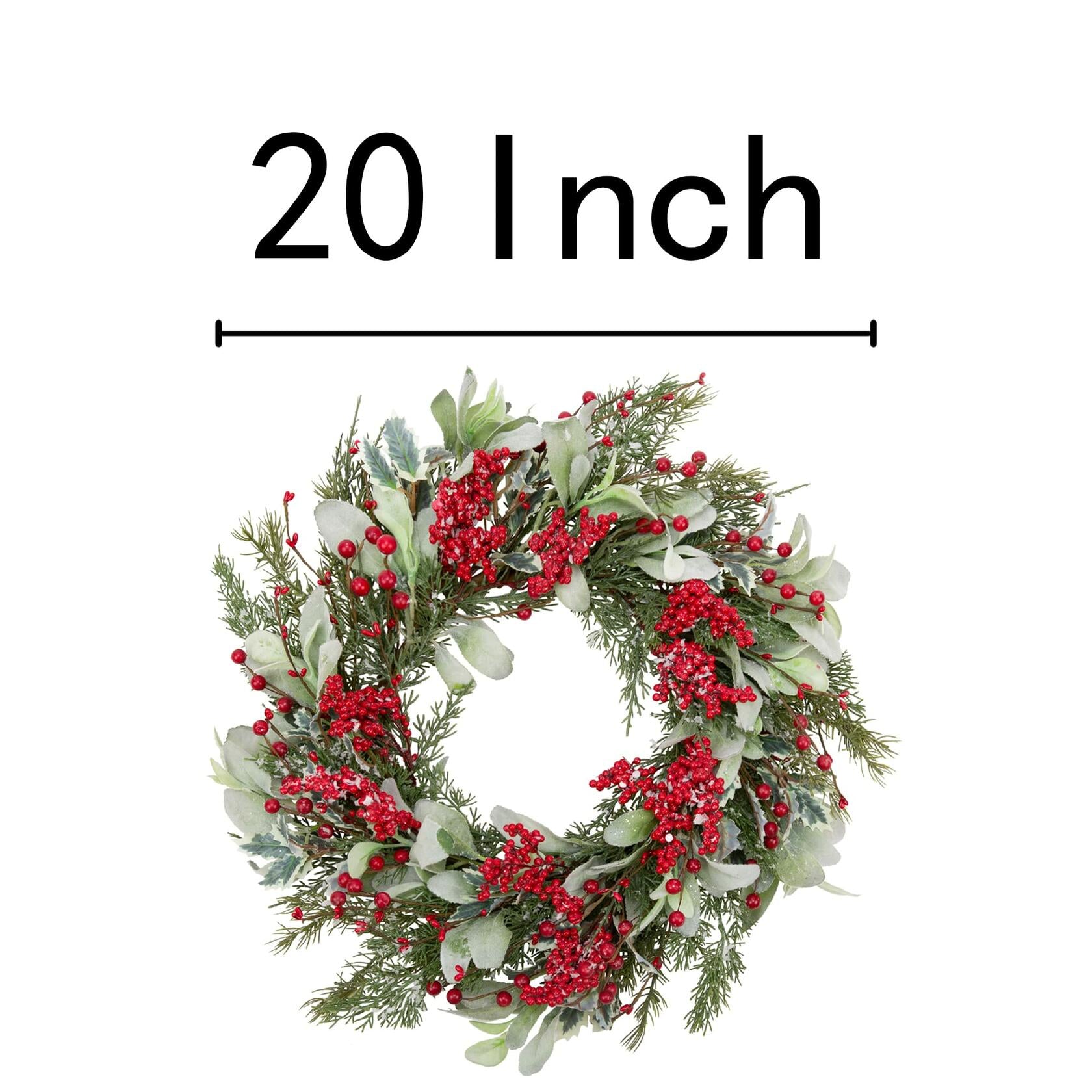 Skrantun 20 Inch Artificial Christmas Wreath with Lambs Ear Leaves, Artificial