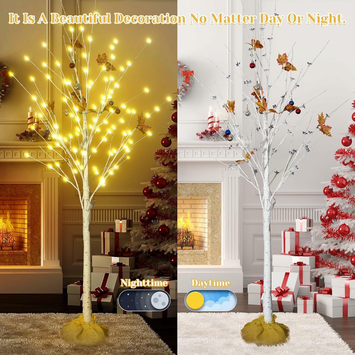 Lamerge Lighted Tree Set of 3,Christmas Tree 4Ft,5Ft and 6Ft with LED Lights,