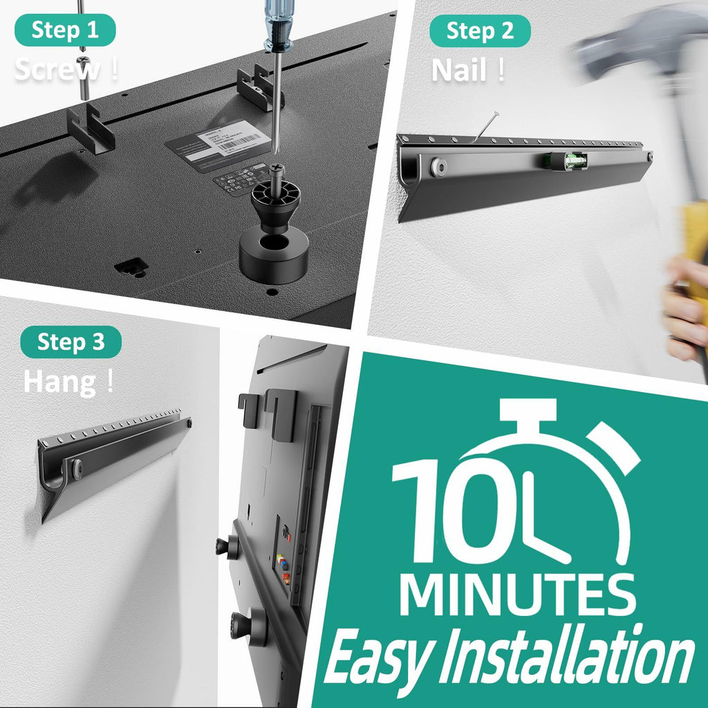 No Stud TV Wall Mount Bracket for 32-75 inch TVs, Sturdy No Drill Drywall TV