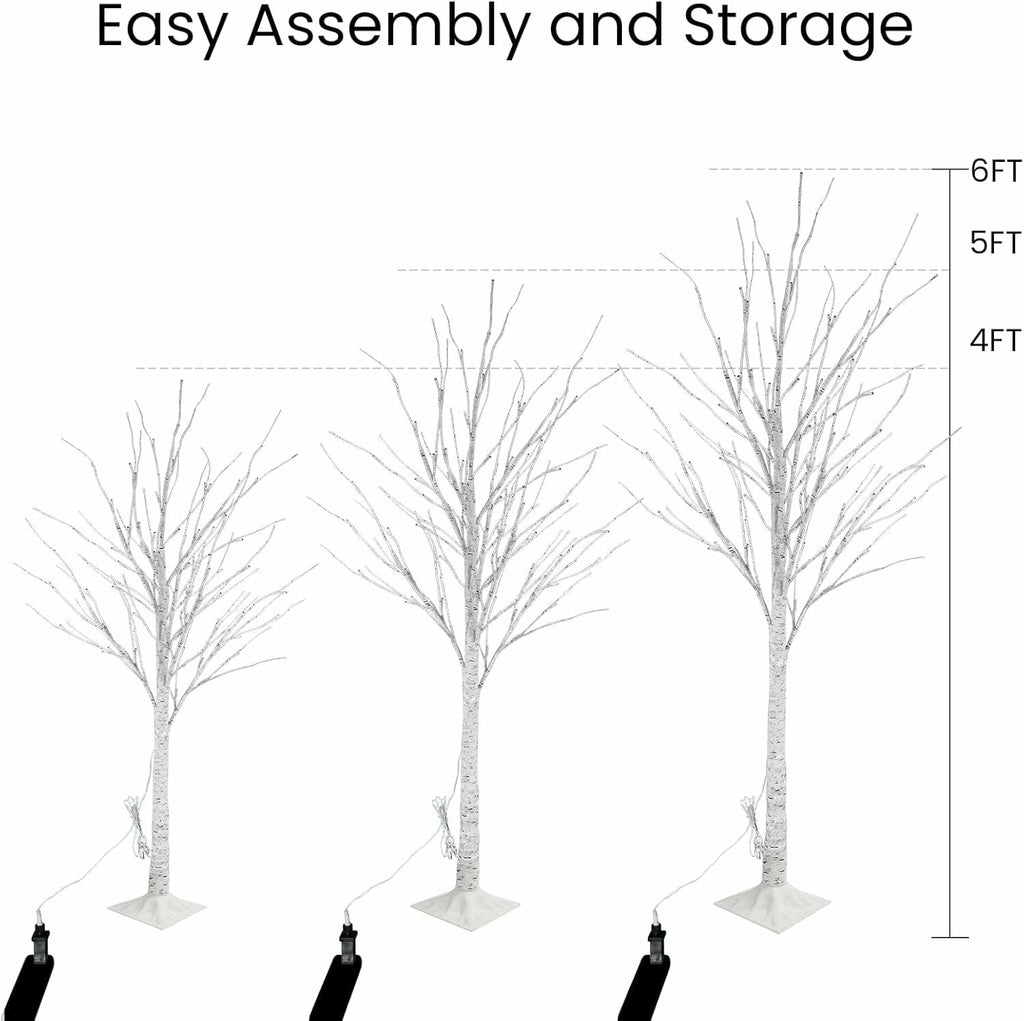 Lamerge Lighted Tree Set of 3,Christmas Tree 4Ft,5Ft and 6Ft with LED Lights,