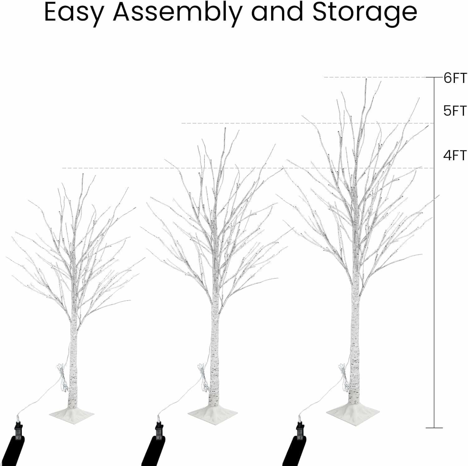 Lamerge Lighted Tree Set of 3,Christmas Tree 4Ft,5Ft and 6Ft with LED Lights,