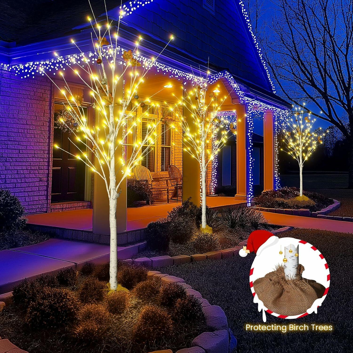 Lamerge Lighted Tree Set of 3,Christmas Tree 4Ft,5Ft and 6Ft with LED Lights,