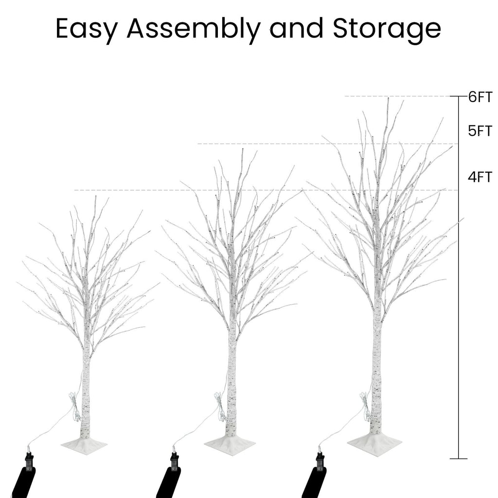 Lamerge Lighted Tree Set of 3,Christmas Tree 4Ft,5Ft and 6Ft with LED Lights,