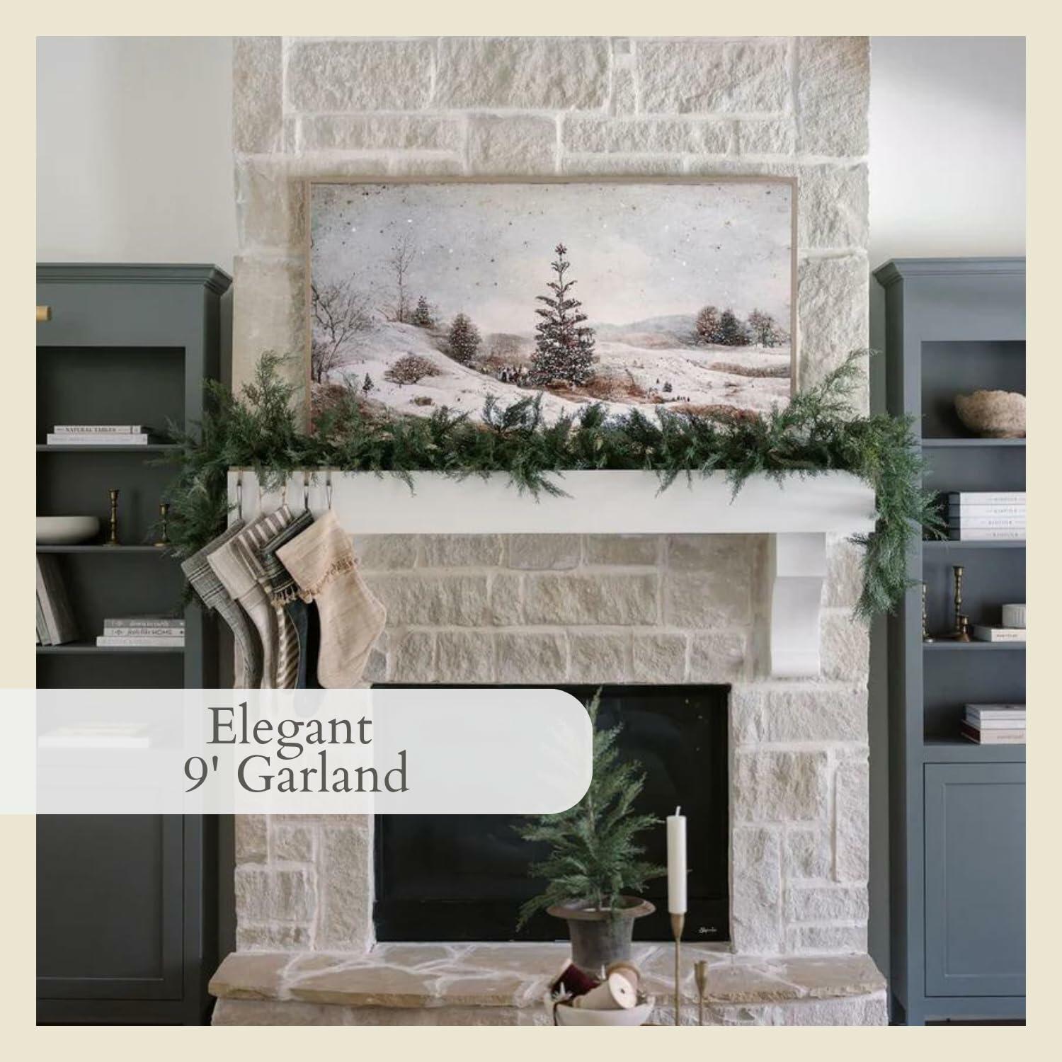 CG Hunter Holiday Collection Cedar Garland, Premium Artificial Indoor & Outdoor