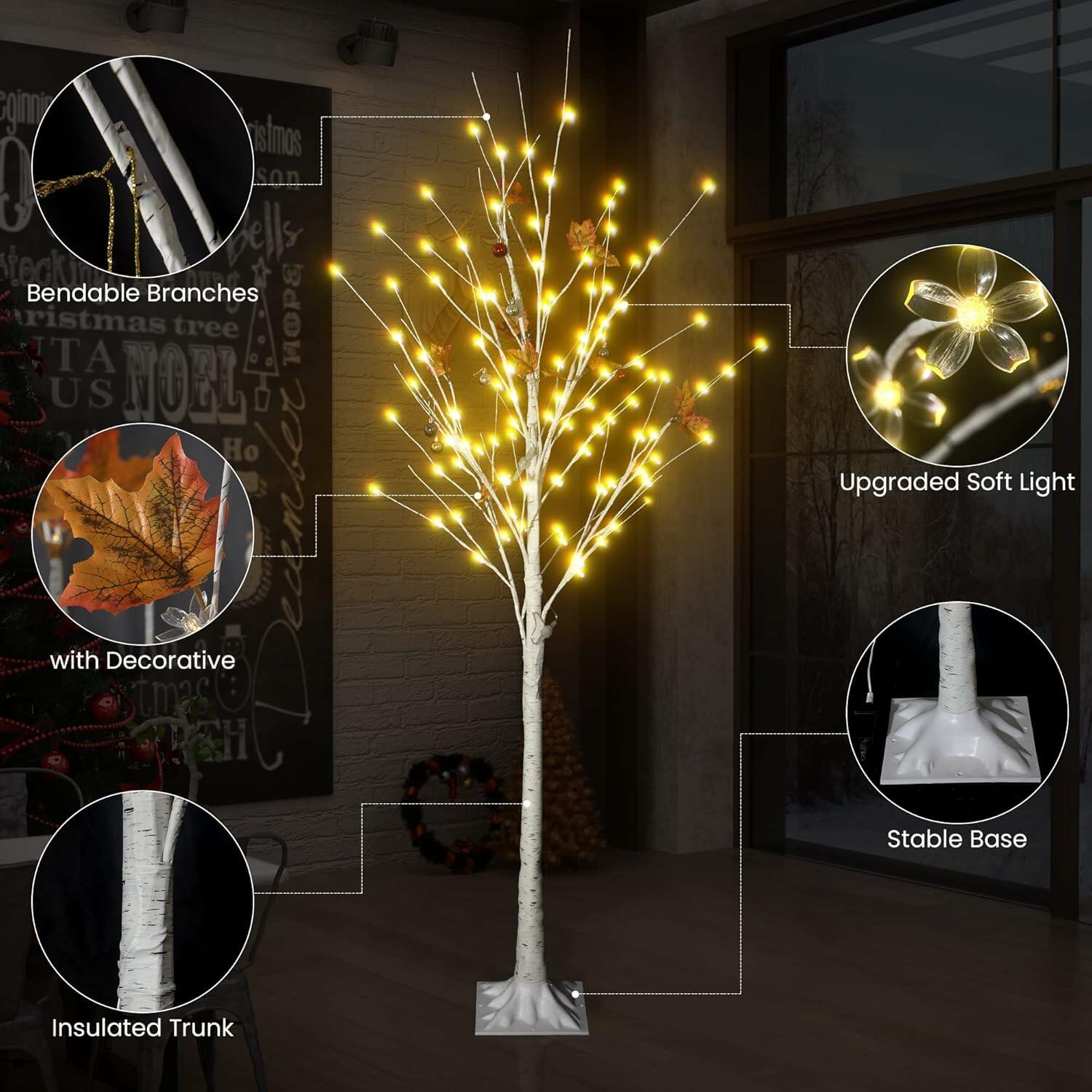 Lamerge Lighted Tree Set of 3,Christmas Tree 4Ft,5Ft and 6Ft with LED Lights,