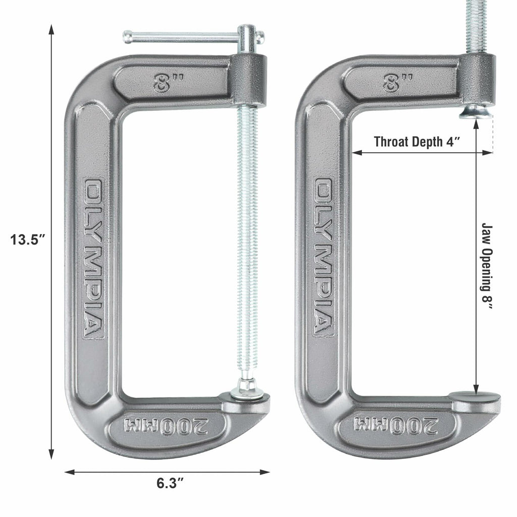 Olympia Tools C-Clamp (8" X 4") 38-148, Black