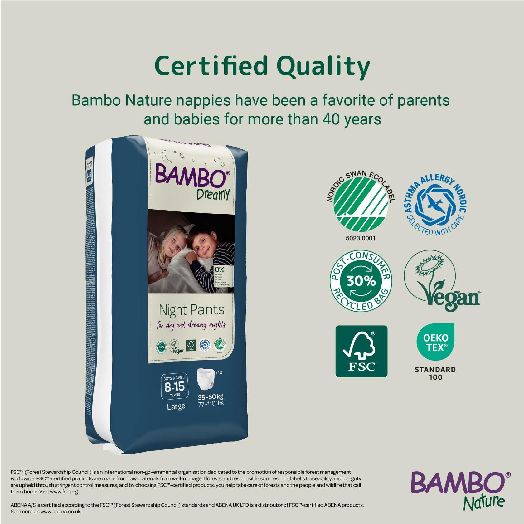 20 Count Bambo Nature Premium Dreamy Night Pants, Pull Up Pants, Eco-Labeled