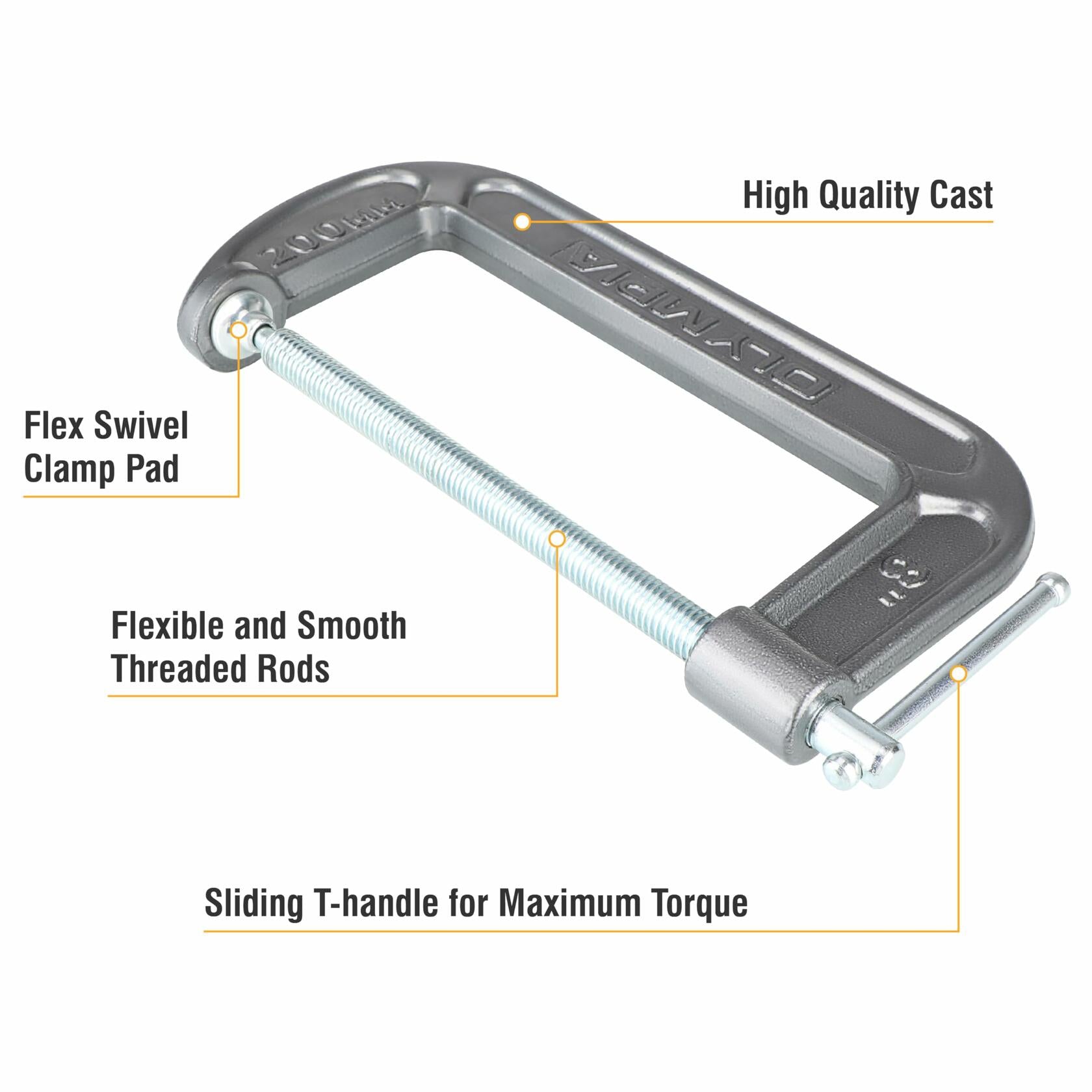 Olympia Tools C-Clamp (8" X 4") 38-148, Black